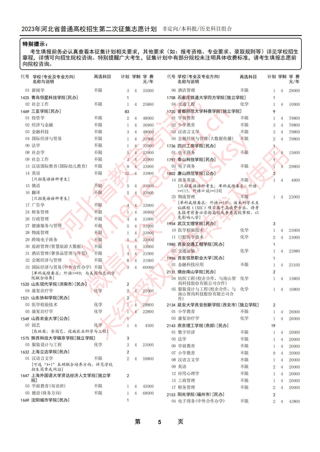 7月30日12时至8月2日17时2023年河北省普通高校招生本科批第二次征集志愿计划-第5张图片-索考网