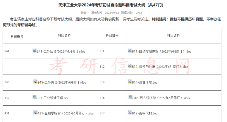 考研人关注！又一批院校发布2024考研初试大纲！