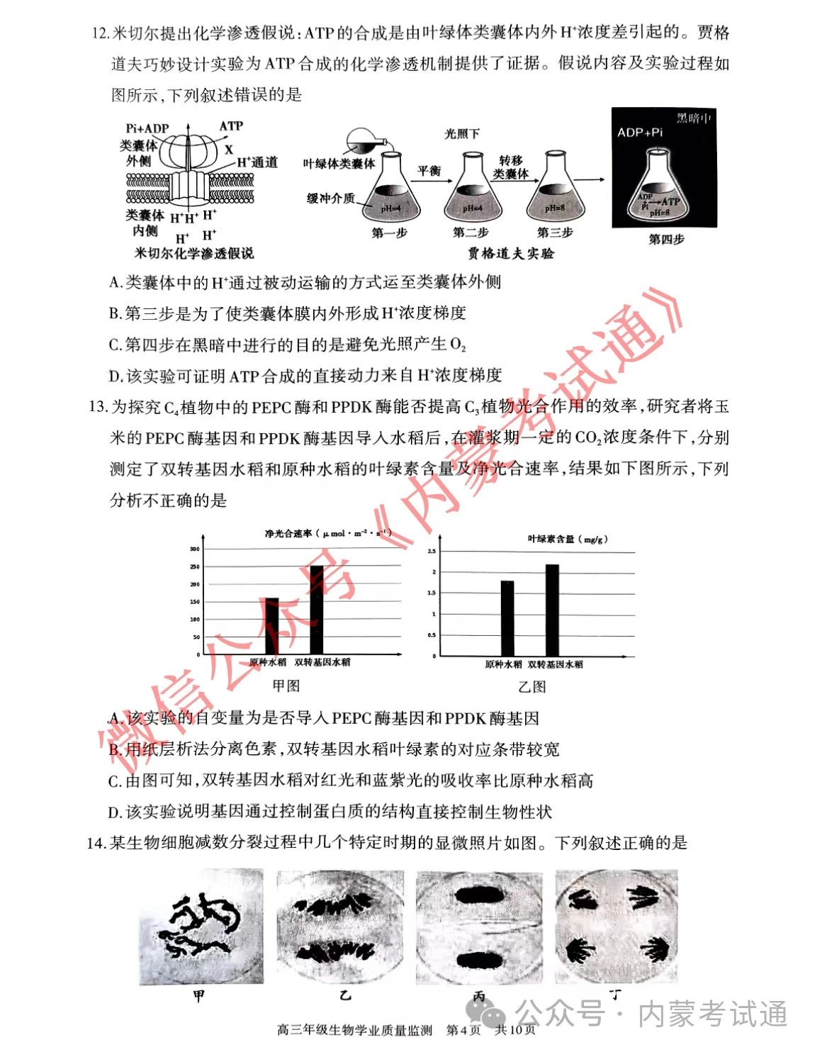 内蒙古2024届高三第二次阶段考试试卷及答案（全套）