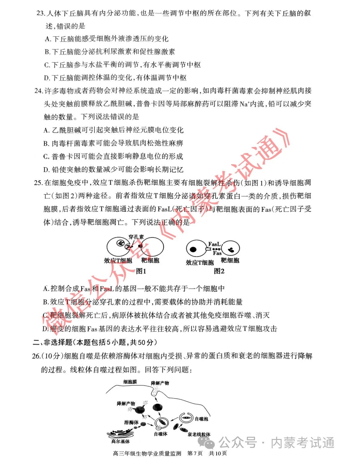 内蒙古2024届高三第二次阶段考试试卷及答案（全套）