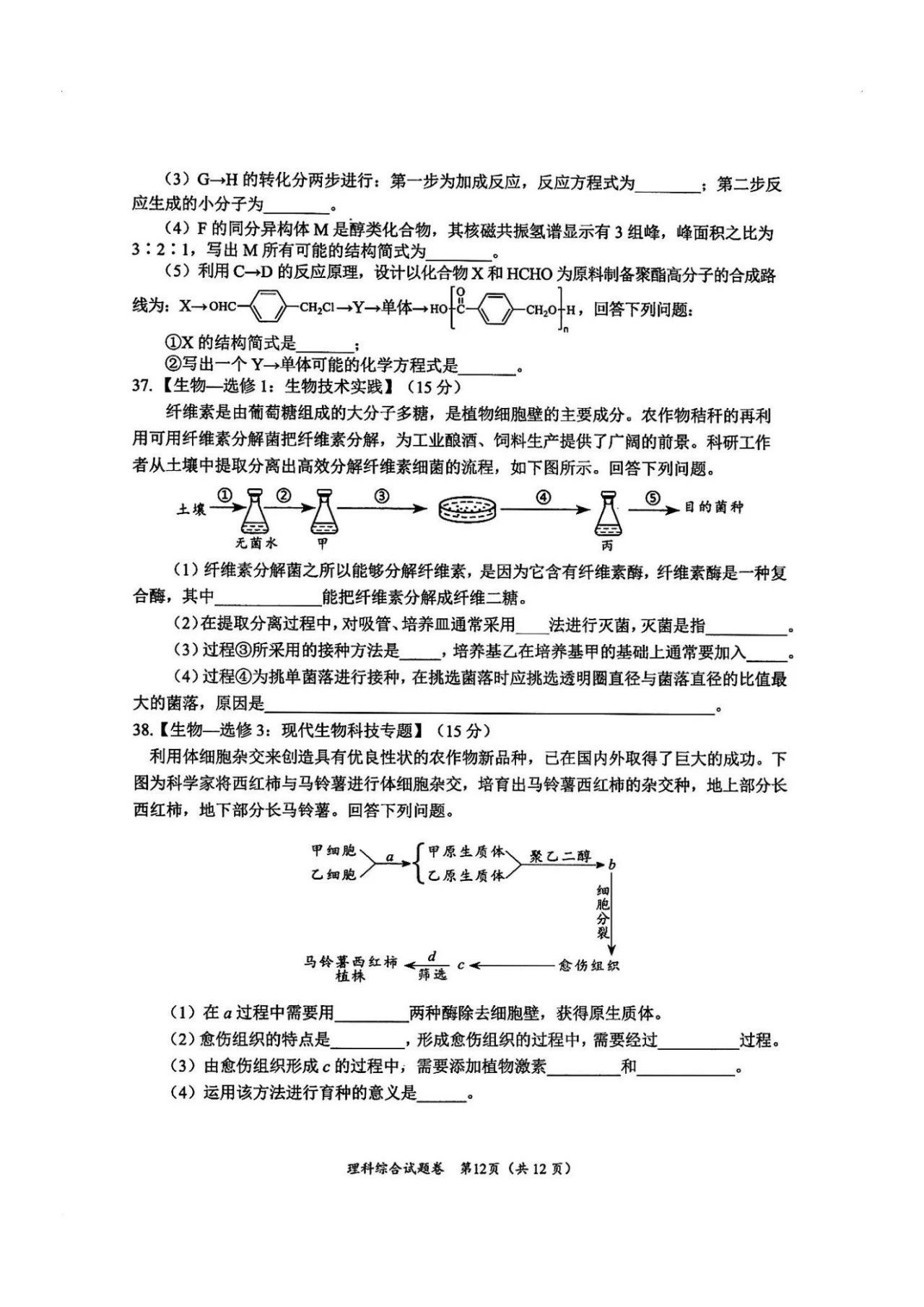 2024届绵阳二诊全科试卷及答案出炉！