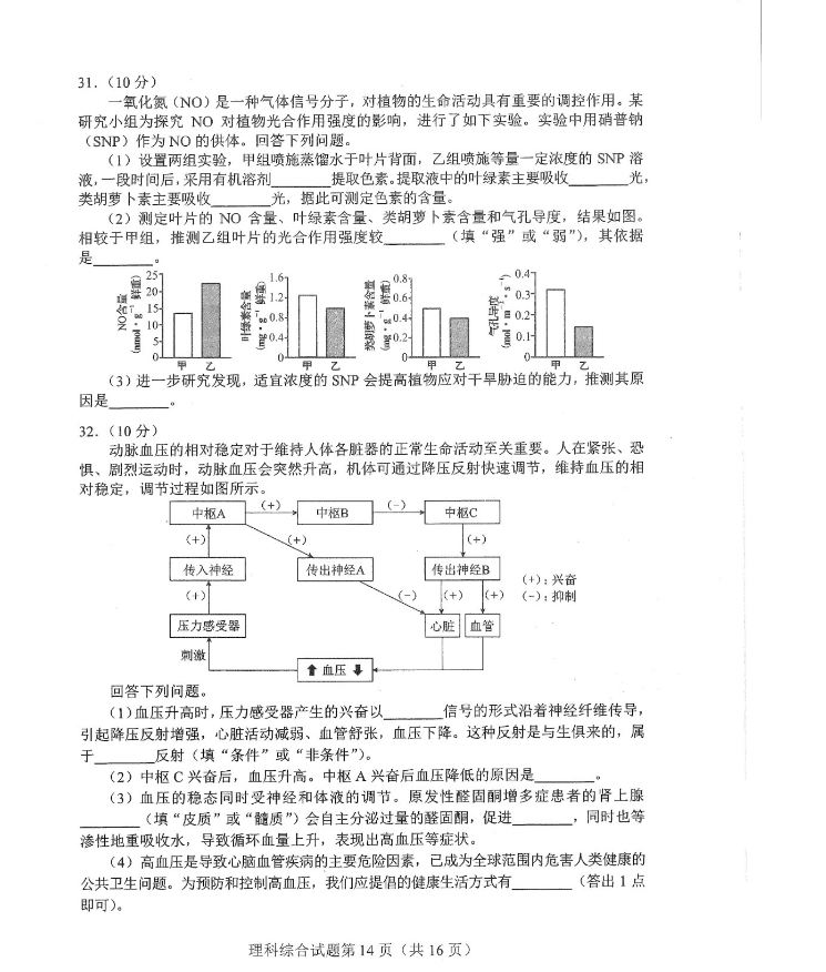 2024届九省联考理科综合试卷【河南省】