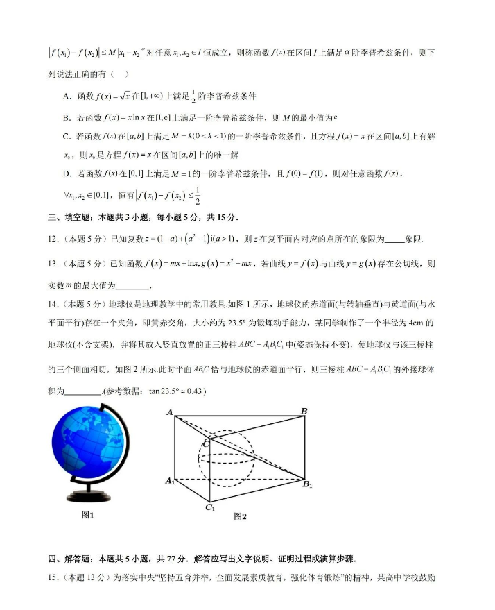 吉安一中2024“九省联考”后高三适应性考试数学试卷及答案