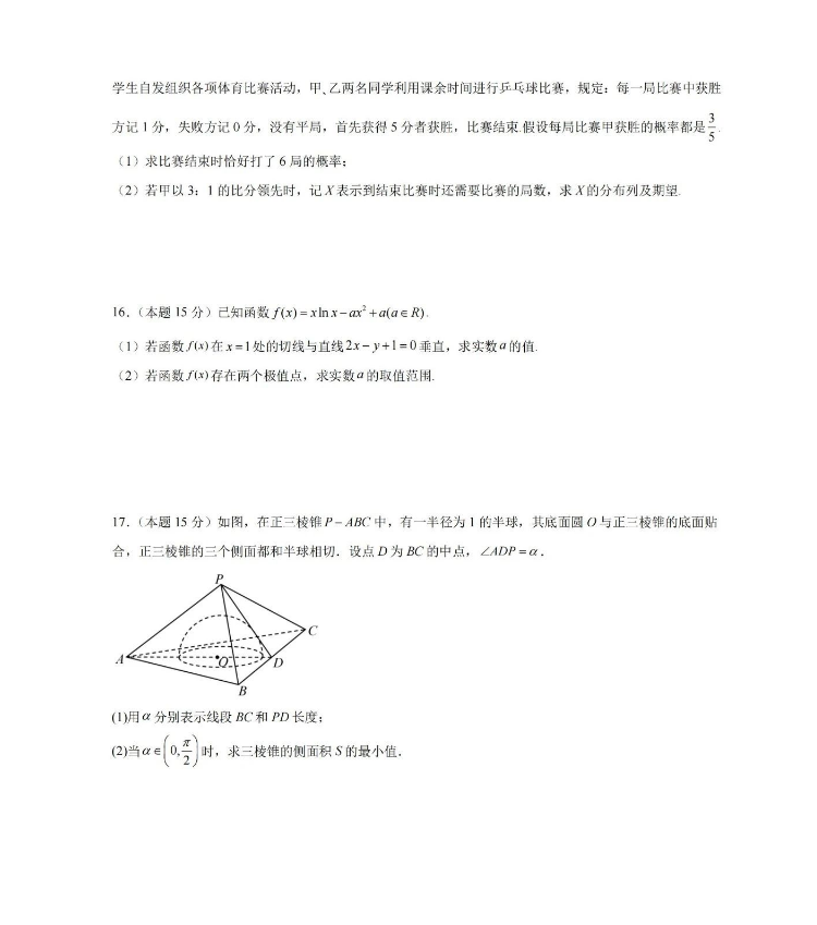 吉安一中2024“九省联考”后高三适应性考试数学试卷及答案