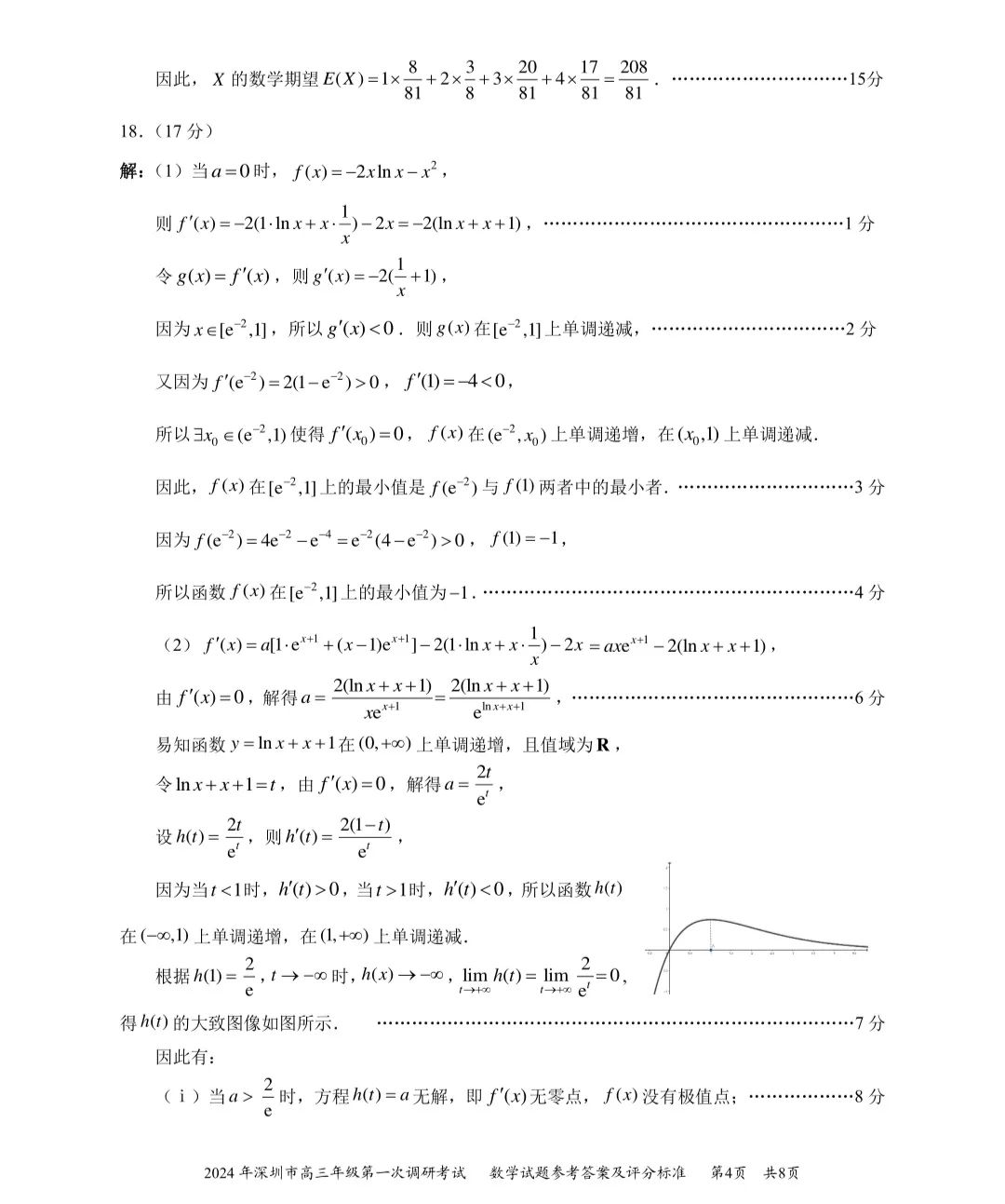 2024年深圳高三第一次调研考试数学试卷及答案