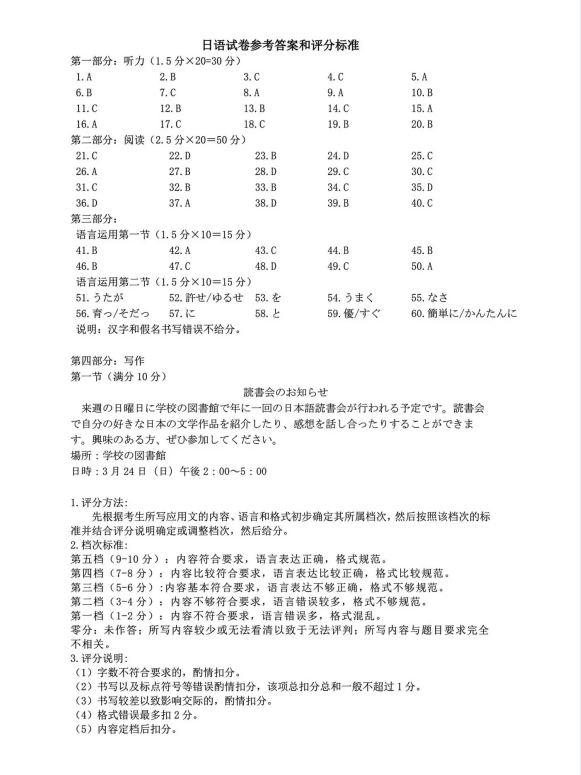 2024湖北七市州高三3月联考试卷及答案汇总（日语、化学、生物、政治、地理）