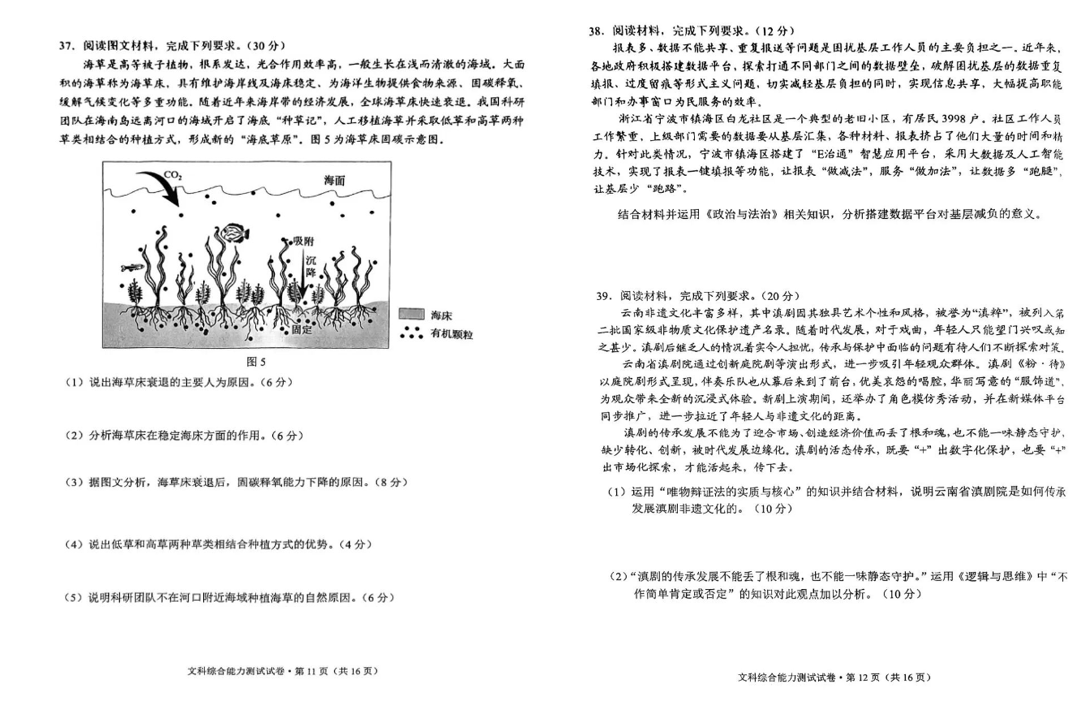 2024云南省高三第一次统测试卷及答案汇总（数学、英语、理综/文综）