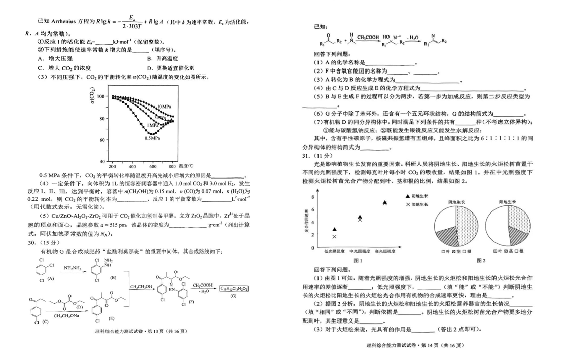 2024云南省高三第一次统测试卷及答案汇总（数学、英语、理综/文综）