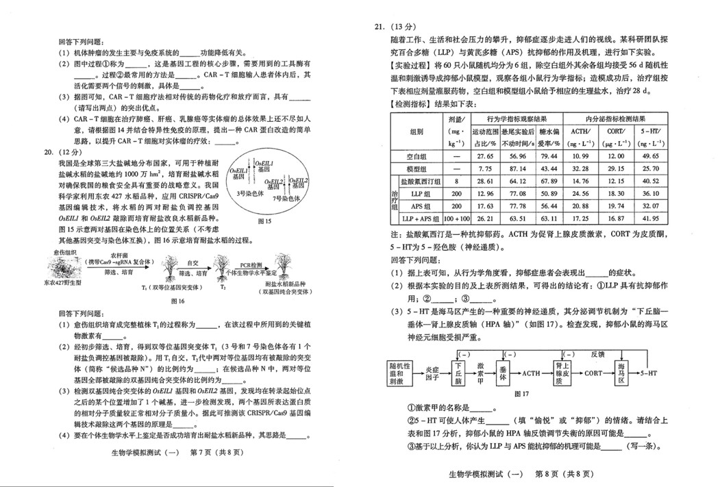 2024广东一模各科试卷及答案汇总（英语、化学、生物、政治、地理）