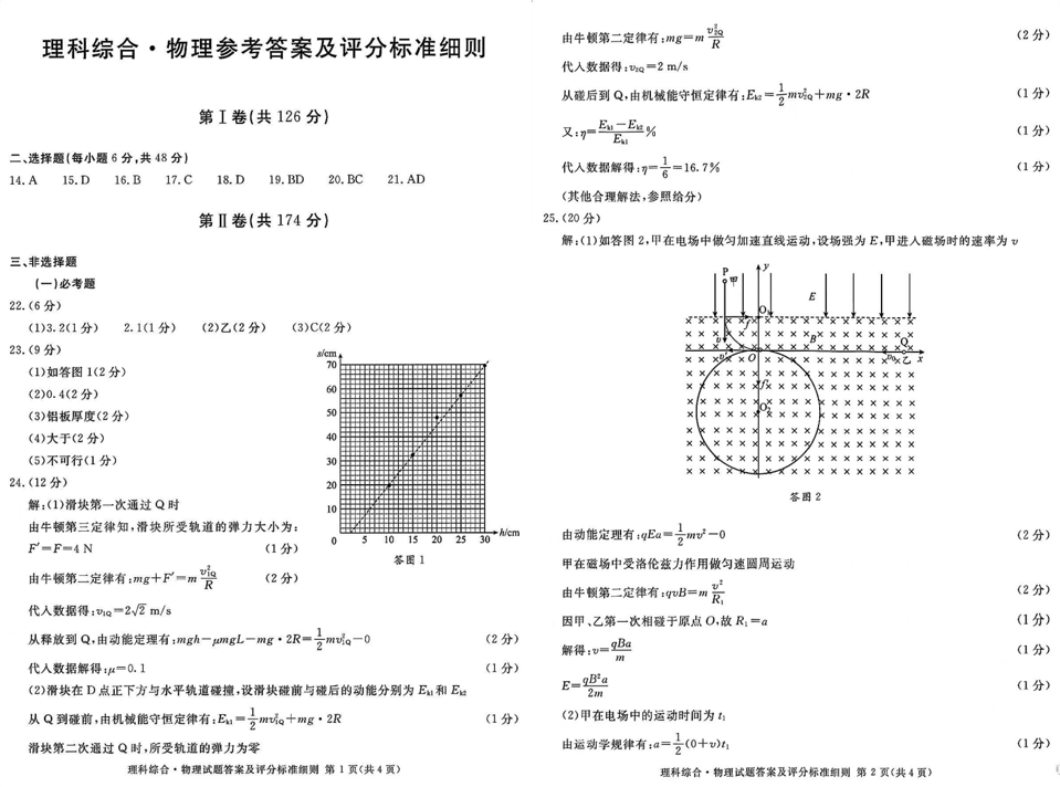 2024年四川九市二诊理综试卷及答案