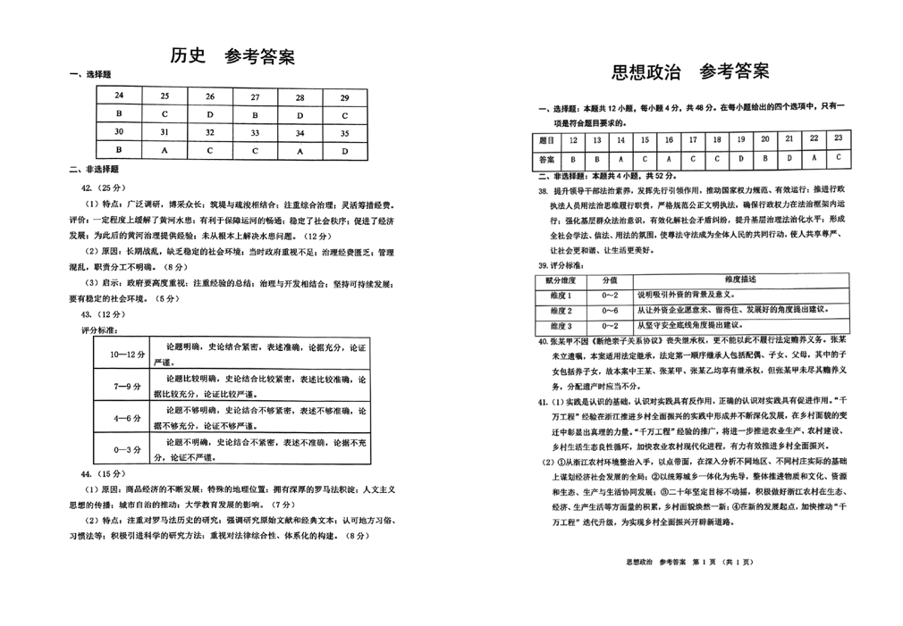 2024河南郑州二模试卷及答案汇总（语文、数学、英语、文综/理综）