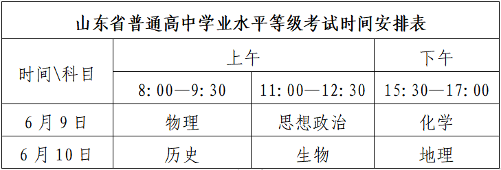 山东2024年夏季高考时间出炉（附高考时间安排表）