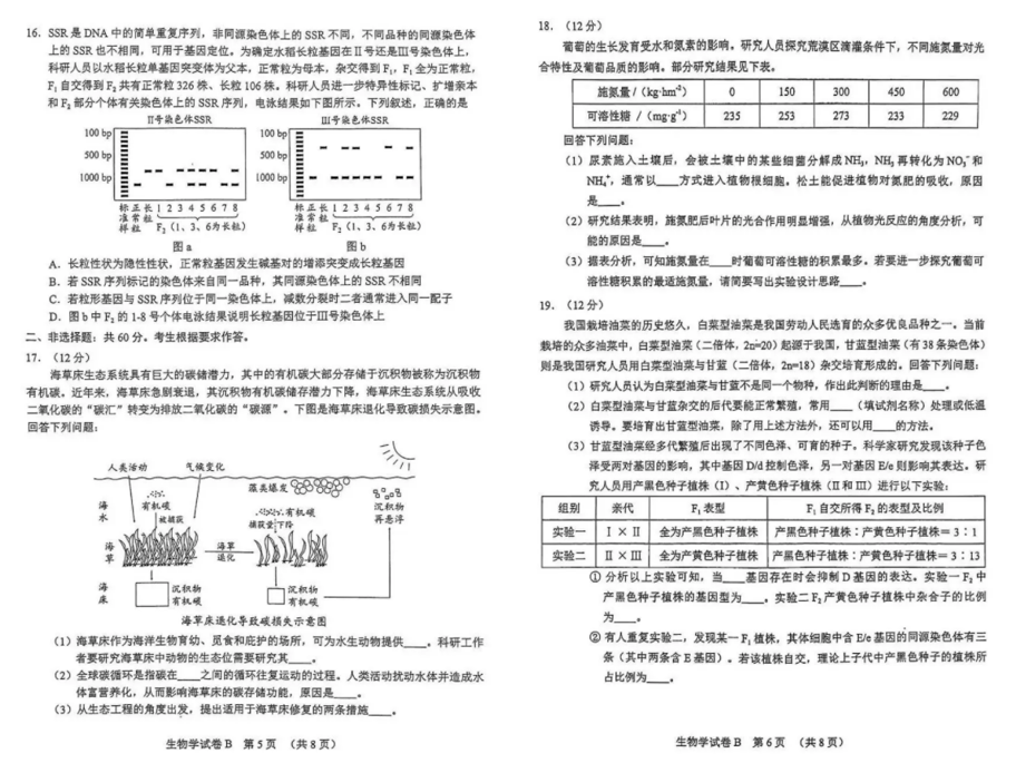 2024年广州市高三二模各科试卷及答案汇总（九科全）