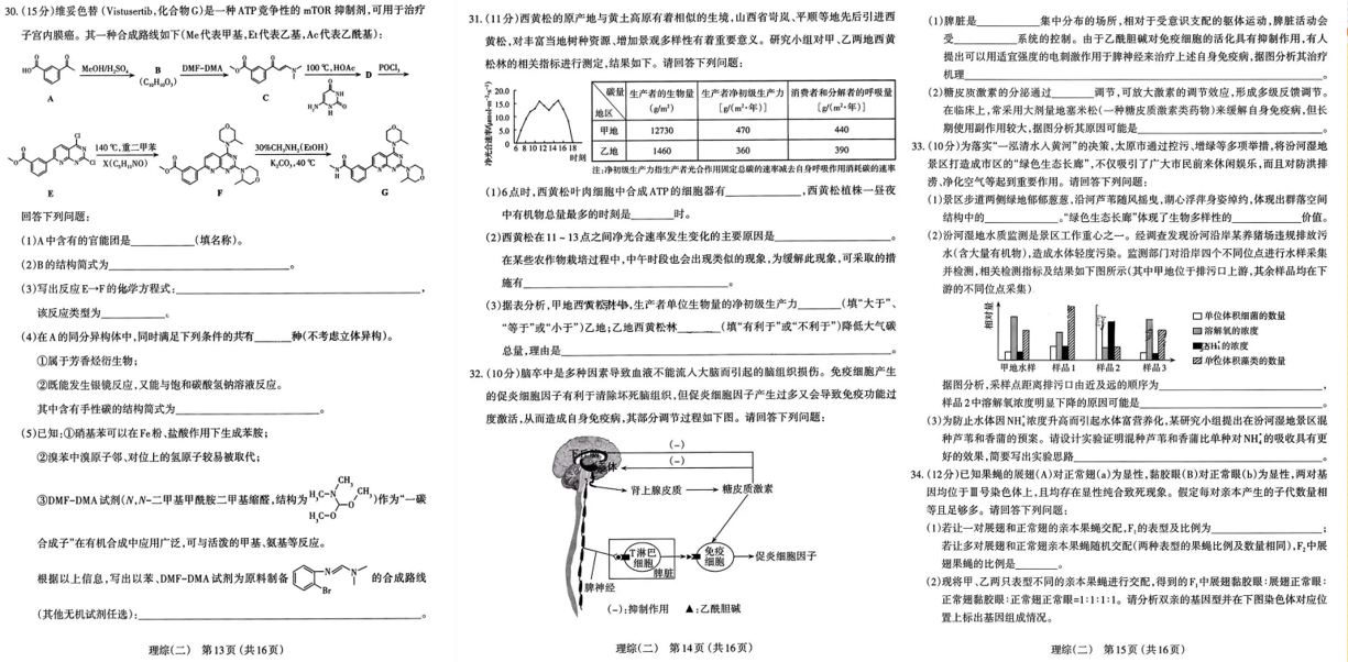 2024年山西太原二模各科试卷及答案解析（含语数英文理综真题）