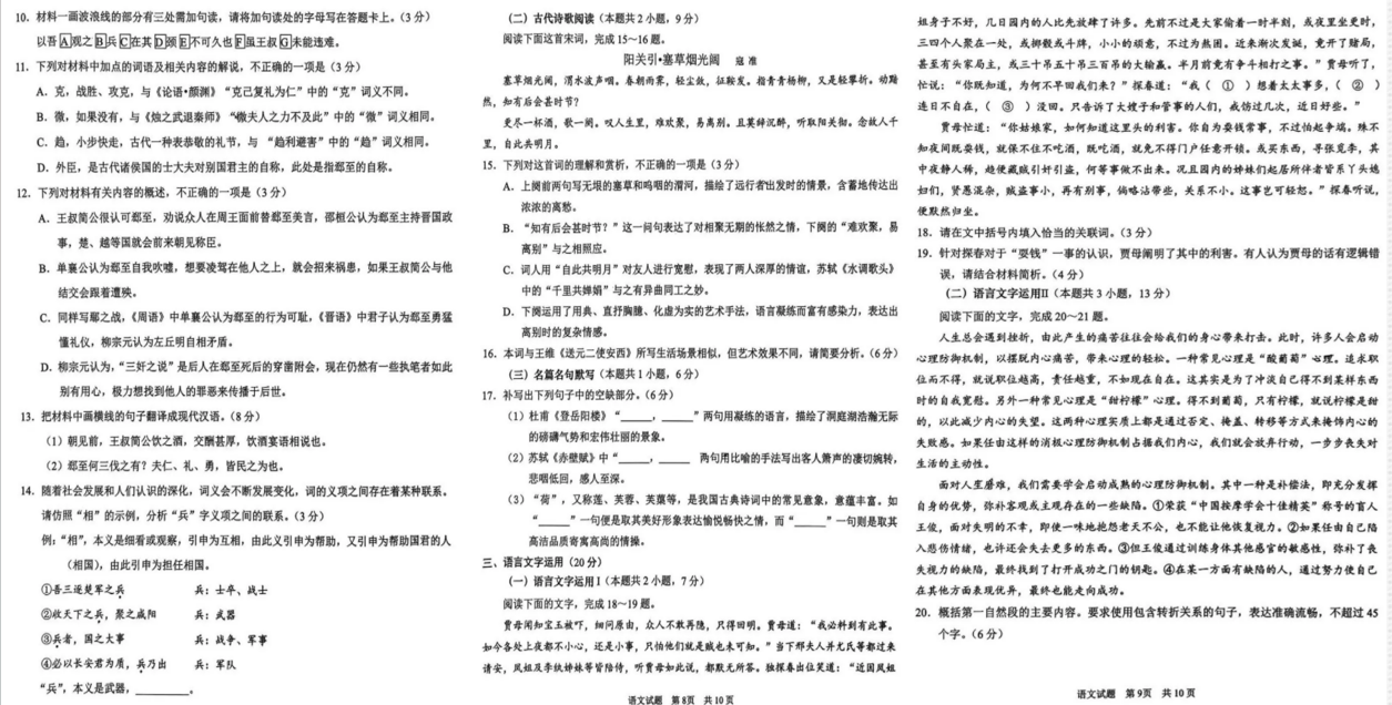 青岛2024年二模各科试卷及答案（附试卷真题解析）