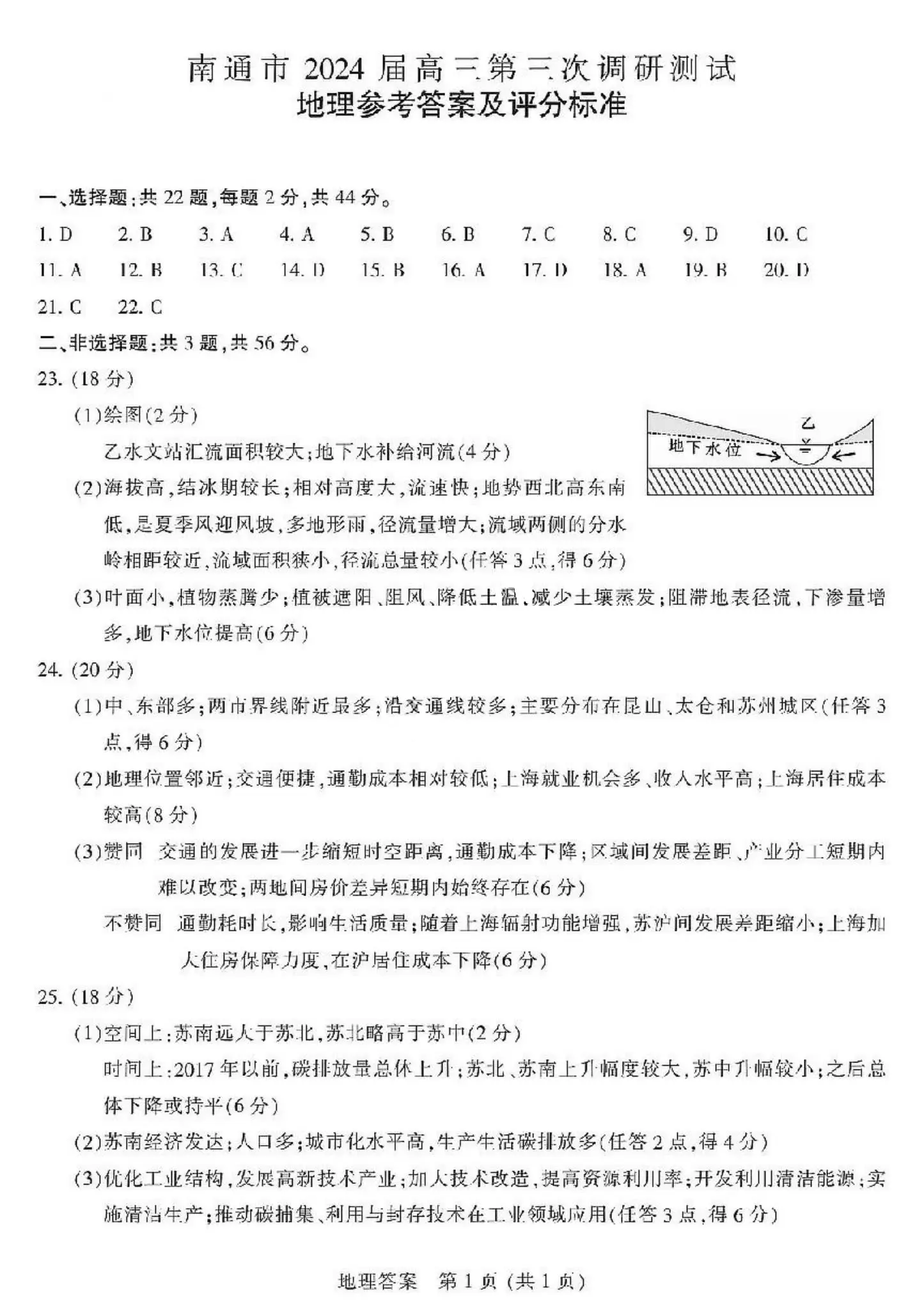 2024年南通三模各科试卷及答案汇总（附真题解析）