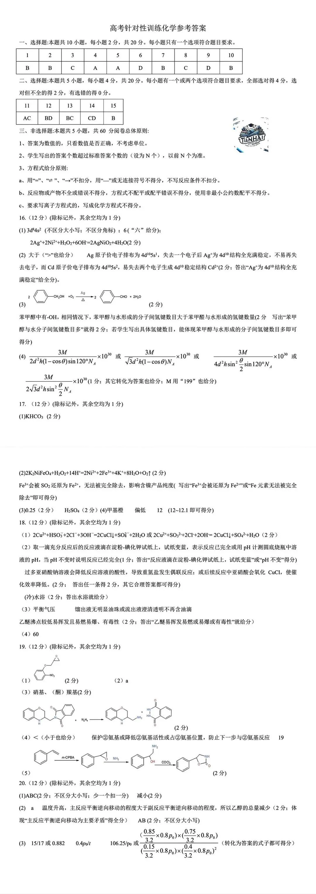 2024年济南高三三模高考针对性训练各科试卷及答案（附试卷真题解析）