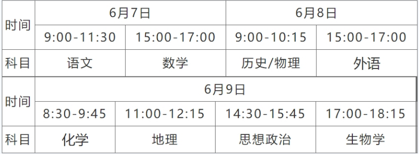 湖南2024年高考时间是什么时候？附各科目具体考试时间