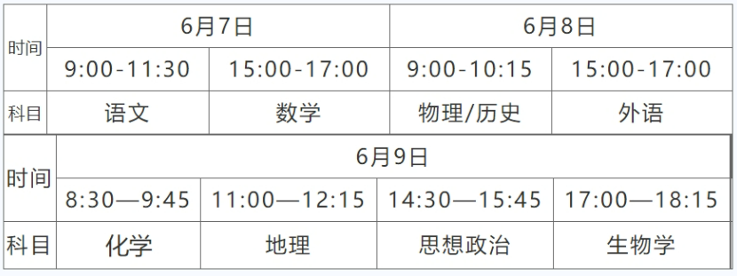 广西2024年高考时间是什么时候？附各科目考试时间