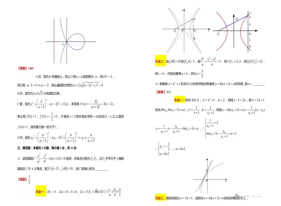 2024年高考数学真题试卷及答案解析（含全国甲乙卷、新高考一二卷）