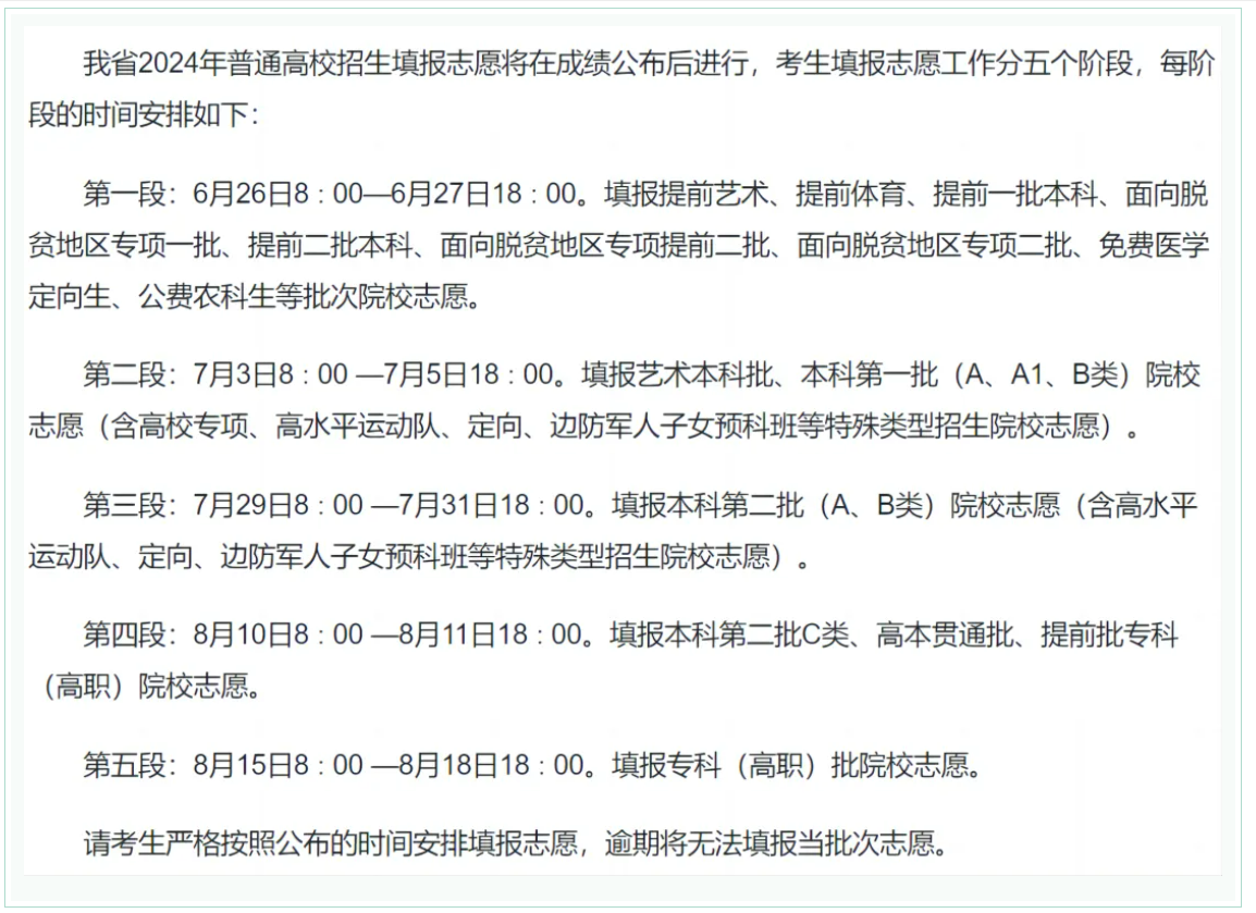 2024年全国高考志愿填报时间一览表【最全汇总】-第4张图片-索考网