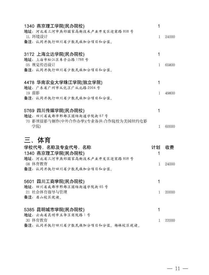 四川省2024年艺术体育类本科批未完成计划院校第三次征集志愿的通知